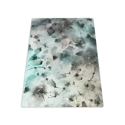 Tapis bureau rectangulaire Fleurs encre aquarelle