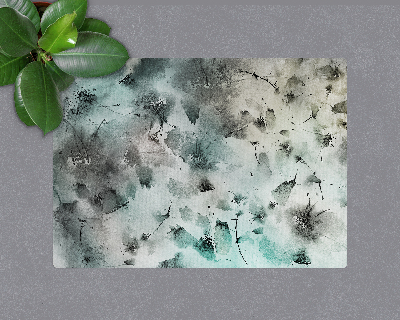 Tapis bureau rectangulaire Fleurs encre aquarelle