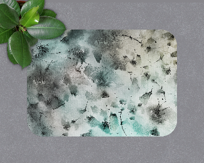 Tapis bureau rectangulaire Fleurs encre aquarelle