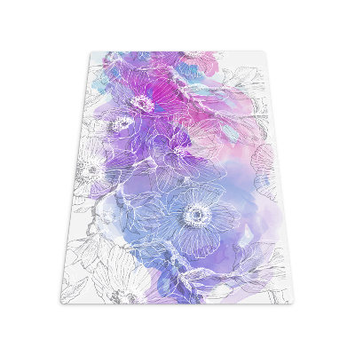 Tapis protection sol Fleurs blanches colorées