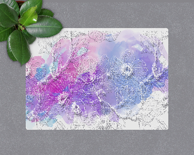 Tapis protection sol Fleurs blanches colorées