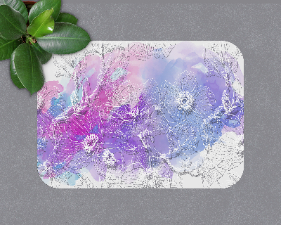 Tapis protection sol Fleurs blanches colorées