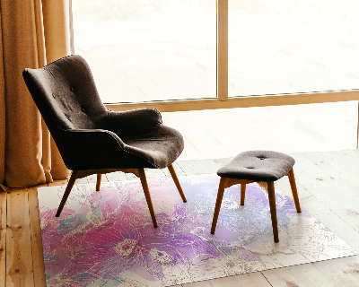 Tapis protection sol Fleurs blanches colorées