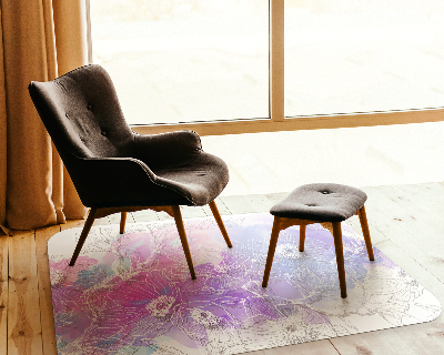 Tapis protection sol Fleurs blanches colorées