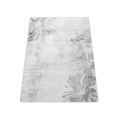Tapis bureau rectangulaire Béton gris et fleurs