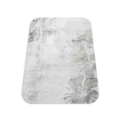 Tapis bureau rectangulaire Béton gris et fleurs