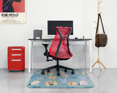 Tapis de chaise rectangulaire Chiens et chats