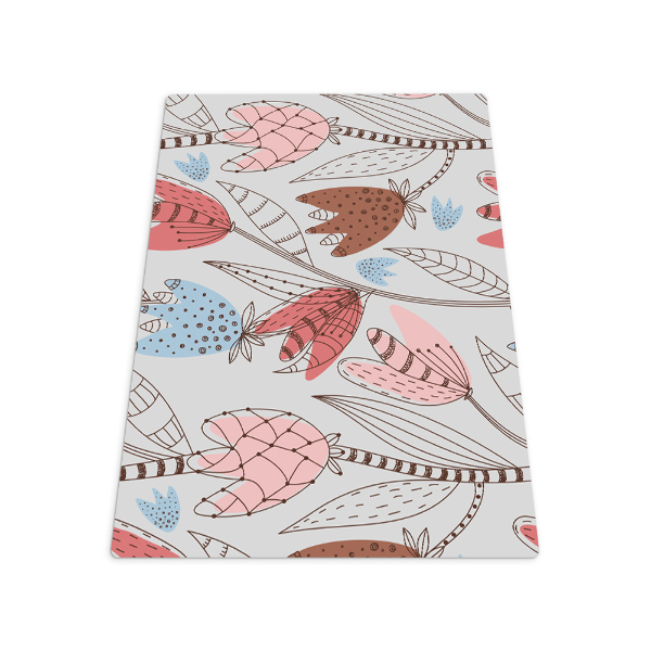 Tapis de chaise rectangulaire Contour des fleurs