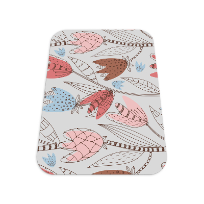 Tapis de chaise rectangulaire Contour des fleurs