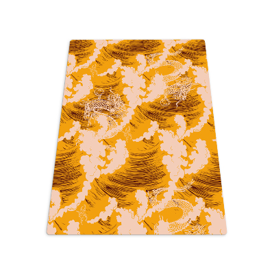 Tapis bureau rectangulaire Vagues japonaises jaunes