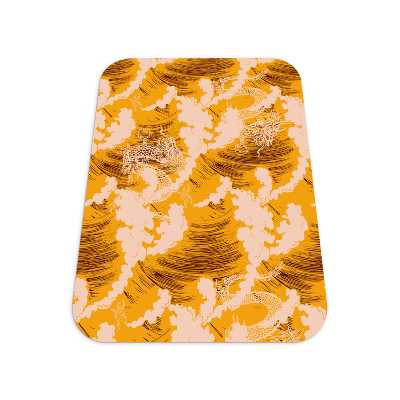 Tapis bureau rectangulaire Vagues japonaises jaunes