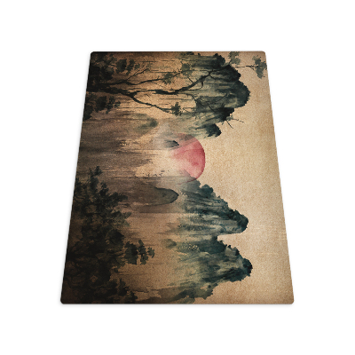 Tapis de chaise rectangulaire Forêt du coucher du soleil