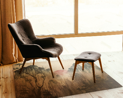 Tapis de chaise rectangulaire Forêt du coucher du soleil