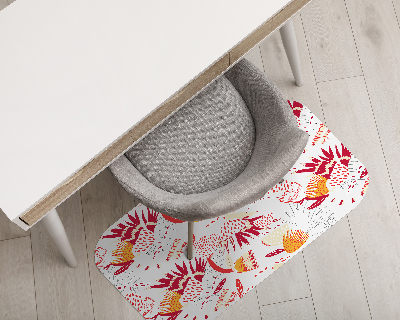 Tapis bureau rectangulaire Motif de fleurs rouges