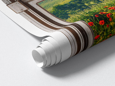 Sticker fenêtre trompe l'oeil 68x100 Paysage pittoresque