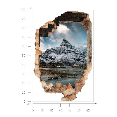 Autocollant à effet 3D trou 66x100 Panorama montagneux