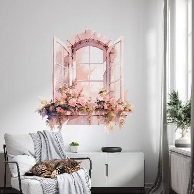 Sticker fenêtre trompe l'oeil 95x100 Fenêtre rustique