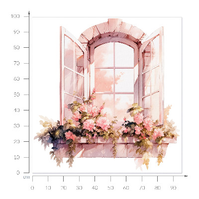 Sticker fenêtre trompe l'oeil 95x100 Fenêtre rustique