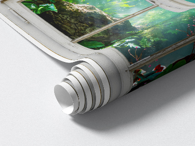 Sticker fenêtre trompe l'oeil 64x100 Vue exotique