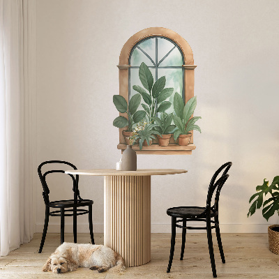 Sticker fenêtre trompe l'oeil 70x100 Plantes de fenêtre.