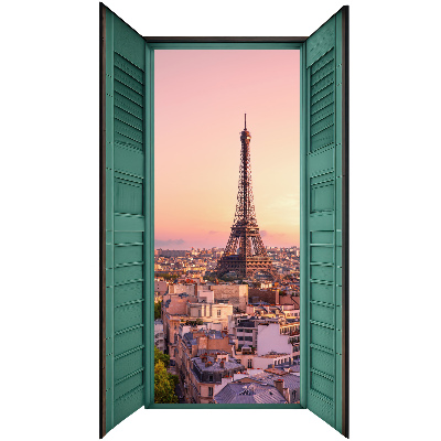Sticker fenêtre trompe l'oeil 59x100 Fenêtre sur la ville