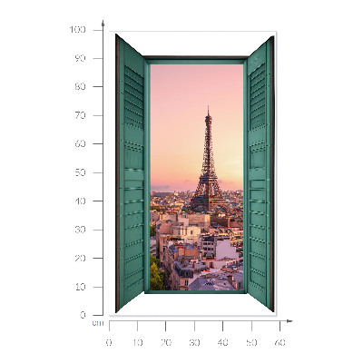 Sticker fenêtre trompe l'oeil 59x100 Fenêtre sur la ville