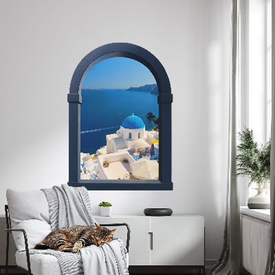 Sticker fenêtre trompe l'oeil 72x100 vue méditerranéenne
