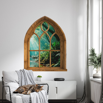 Sticker fenêtre trompe l'oeil 80x100 paysage tropical