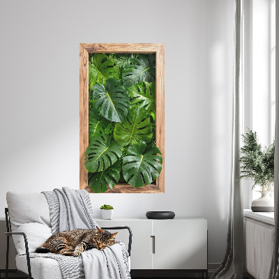 Sticker fenêtre trompe l'oeil 57x100 feuilles de Monstera