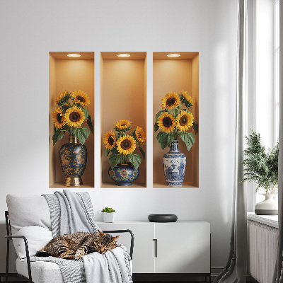 Adhésif mural 3d 100x91 bouquets de tournesols