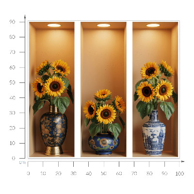 Adhésif mural 3d 100x91 bouquets de tournesols