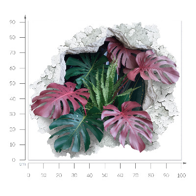 Autocollant à effet 3D trou 100x91 composition tropicale