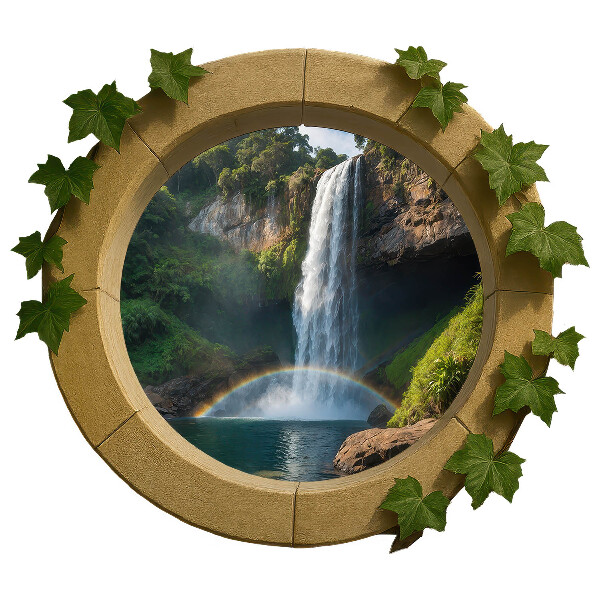 Sticker fenêtre trompe l'oeil 100x87 oasis naturelle