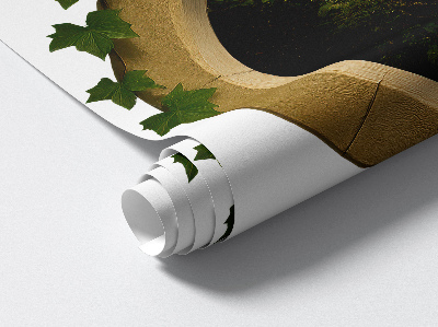 Sticker fenêtre trompe l'oeil 100x87 paysage vert