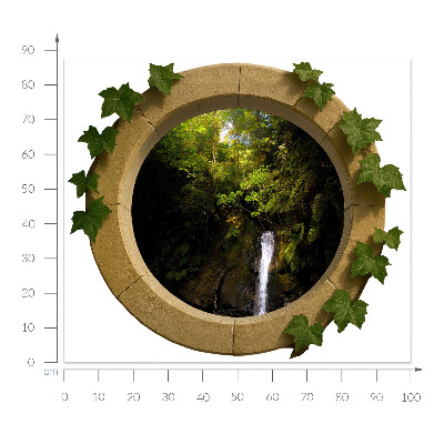 Sticker fenêtre trompe l'oeil 100x87 paysage vert