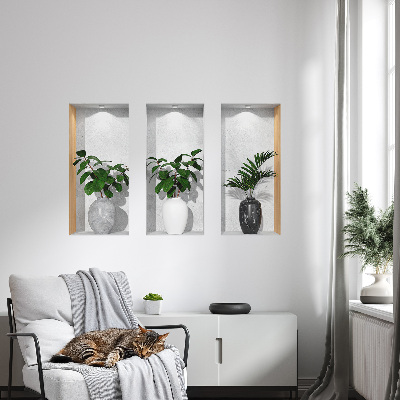 Adhésif mural 3d 100x62 niches végétales