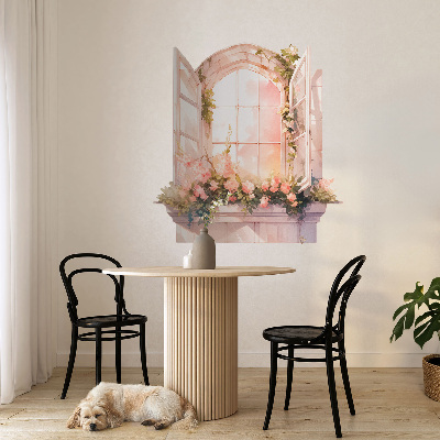 Sticker fenêtre trompe l'oeil 122x130 Fenêtre romantique