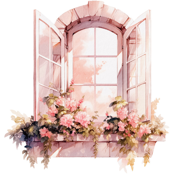 Sticker fenêtre trompe l'oeil 124x130 Fenêtre rustique