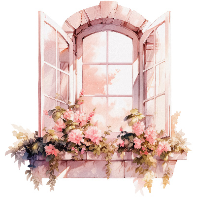 Sticker fenêtre trompe l'oeil 124x130 Fenêtre rustique