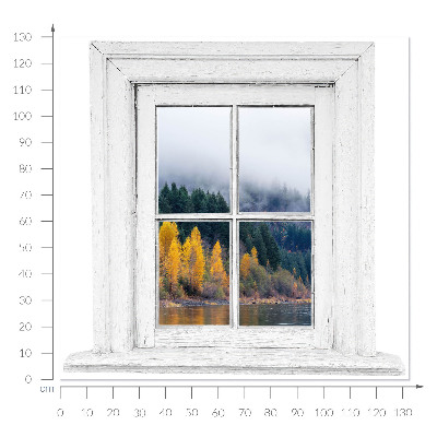 Sticker fenêtre trompe l'oeil 133x130 Paysage de fenêtre