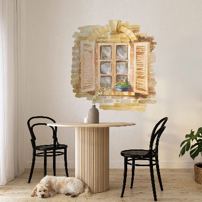 Sticker fenêtre trompe l'oeil 121x130 Fenêtre idyllique