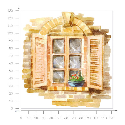 Sticker fenêtre trompe l'oeil 121x130 Fenêtre idyllique