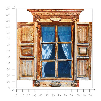 Sticker fenêtre trompe l'oeil 125x130 Fenêtre rustique