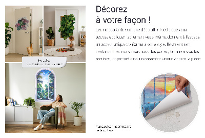 Sticker fenêtre trompe l'oeil 83x130 Vue exotique