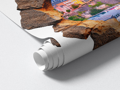 Autocollant à effet 3D trou 130x129 fenêtre en pierre