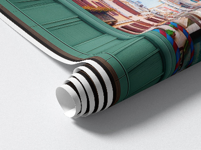 Sticker fenêtre trompe l'oeil 75x130 Un canal pittoresque