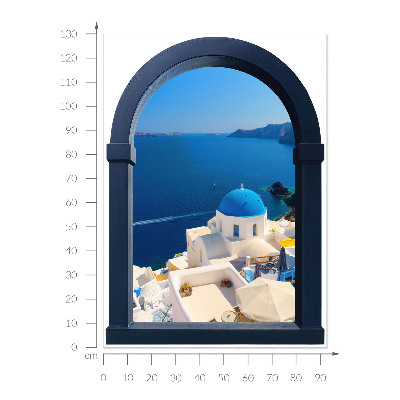 Sticker fenêtre trompe l'oeil 93x130 vue méditerranéenne