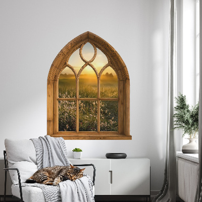 Sticker fenêtre trompe l'oeil 104x130 Paysage de fenêtre