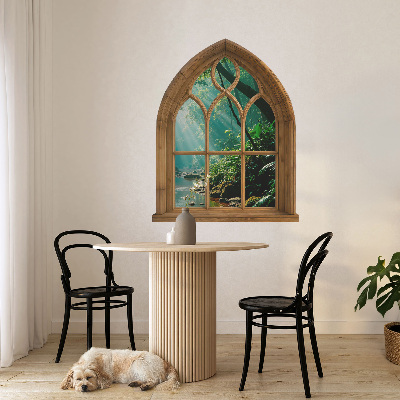 Sticker fenêtre trompe l'oeil 104x130 paysage tropical