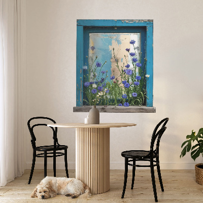 Sticker fenêtre trompe l'oeil 115x130 charme champêtre